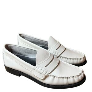 STEVE MADDEN Kingston Leather Slip On Penny Loafer Flats White NEW Size 5